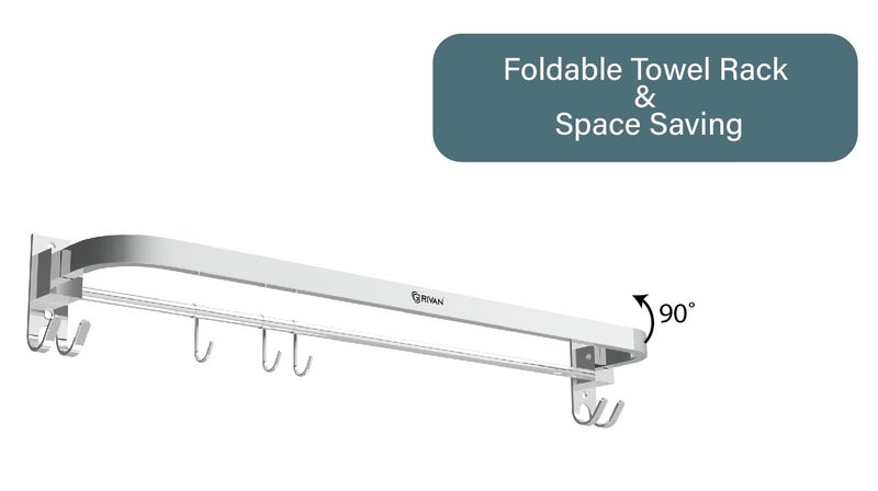 GRIVAN 24 Inch Wall Mounted Stainless Steel Towel Rod for Bathroom, Towel Racks and Bars - Image 2