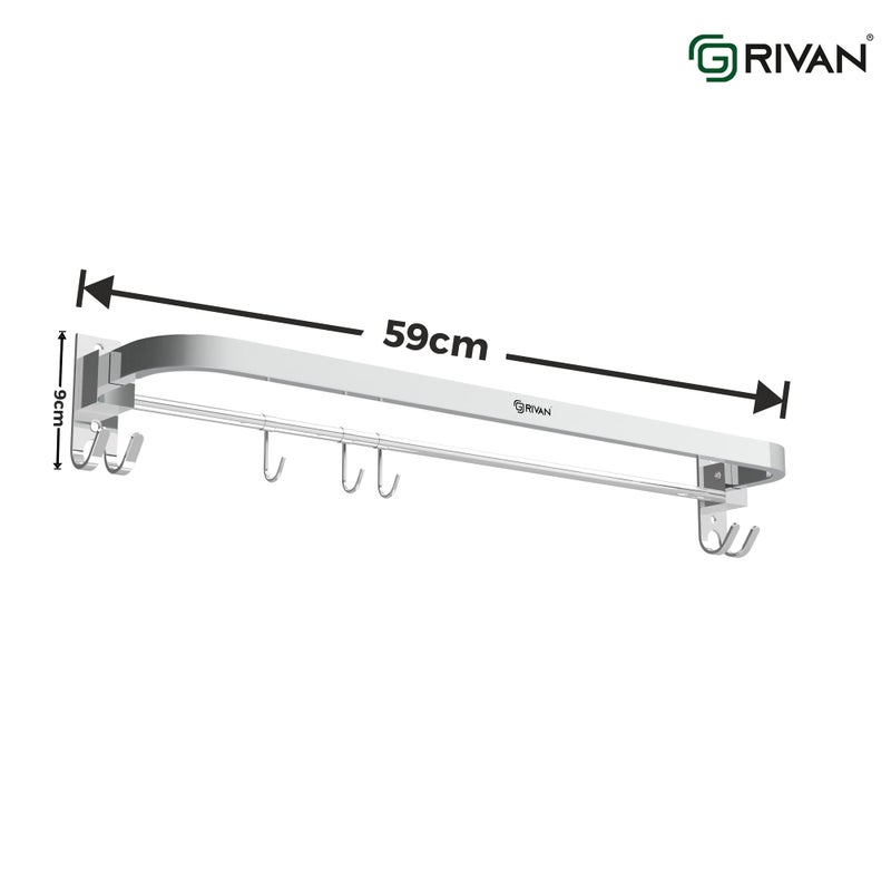 GRIVAN 24 Inch Wall Mounted Stainless Steel Towel Rod for Bathroom, Towel Racks and Bars - Image 3