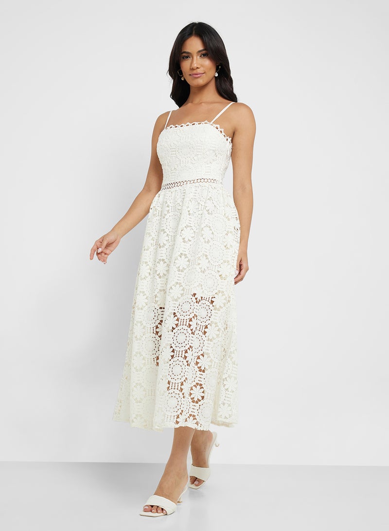 Just Me Lace Crochet Midi Dress - Image 4
