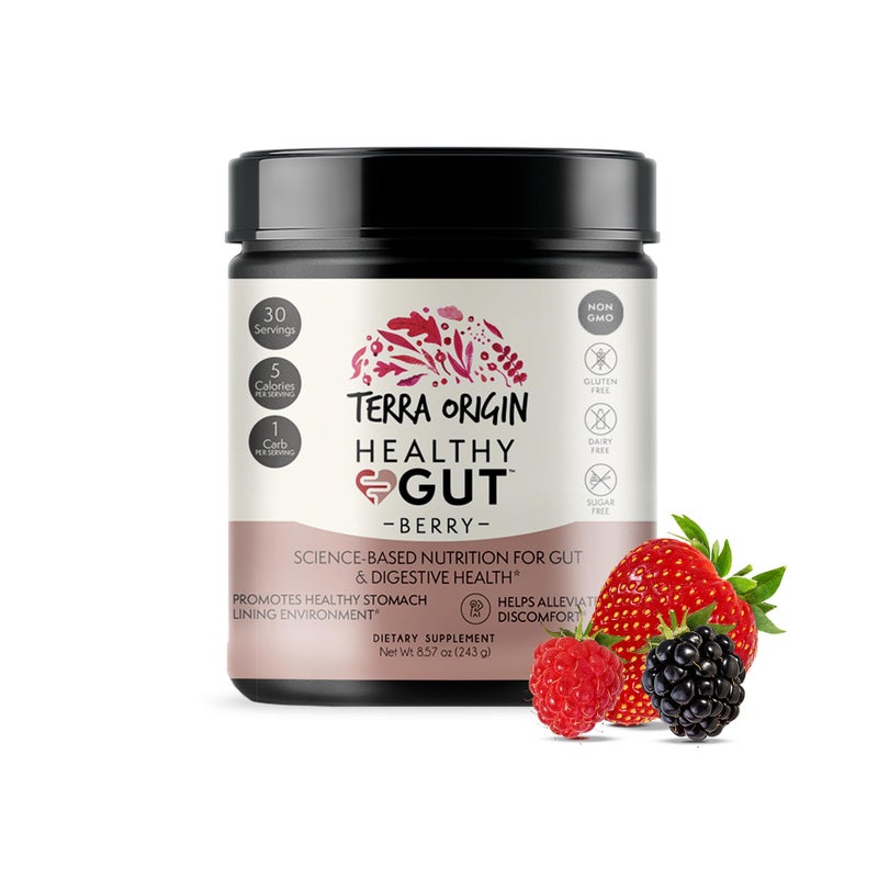 TERRA ORIGIN Healthy Gut Powder (Berry Flavor) |30-Servings with L-Glutamine, Zinc, Glucosamine, Slippery Elm Bark, Marshmallow Root and More! - Image 1