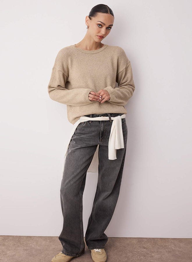 trendyol Stone More Sustainable Cotton Wide Fit Basic Knitwear Sweater - Image 2