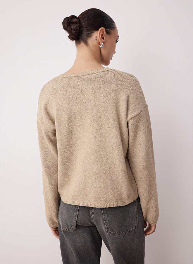 trendyol Stone More Sustainable Cotton Wide Fit Basic Knitwear Sweater - Image 4