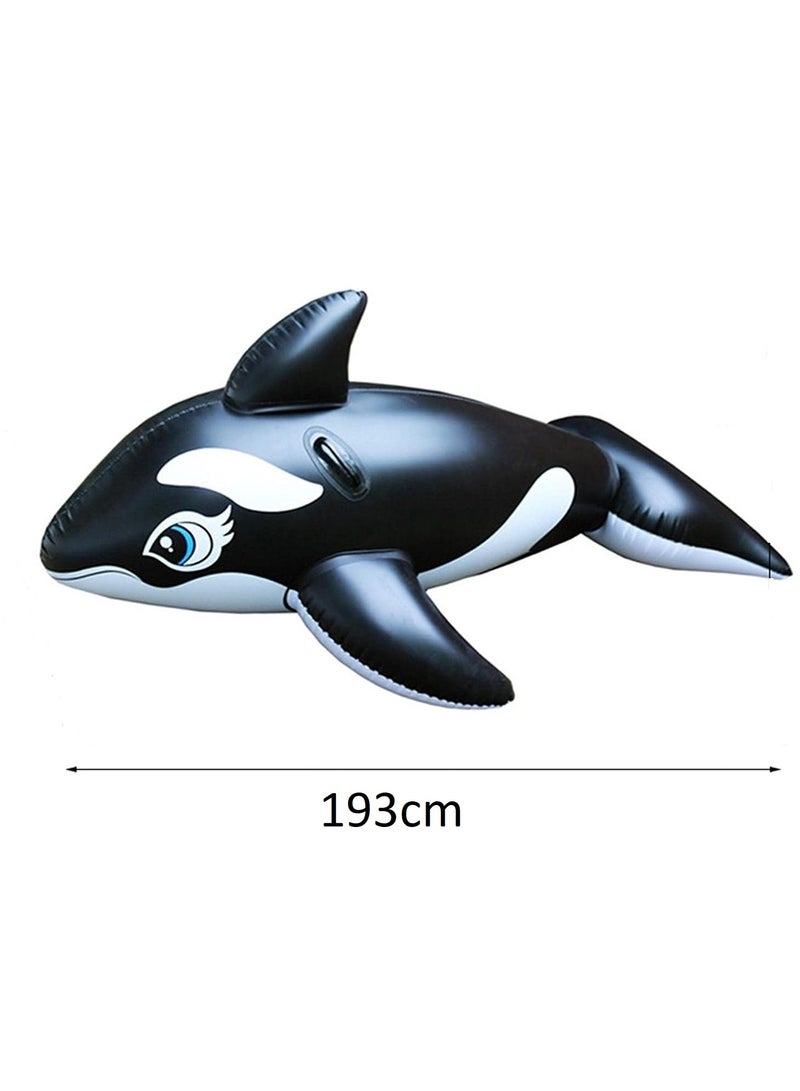 Giant Inflatable Killer Whale Pool Float – 193cm Ride-On Swim Toy for Kids & Adults  - Image 2
