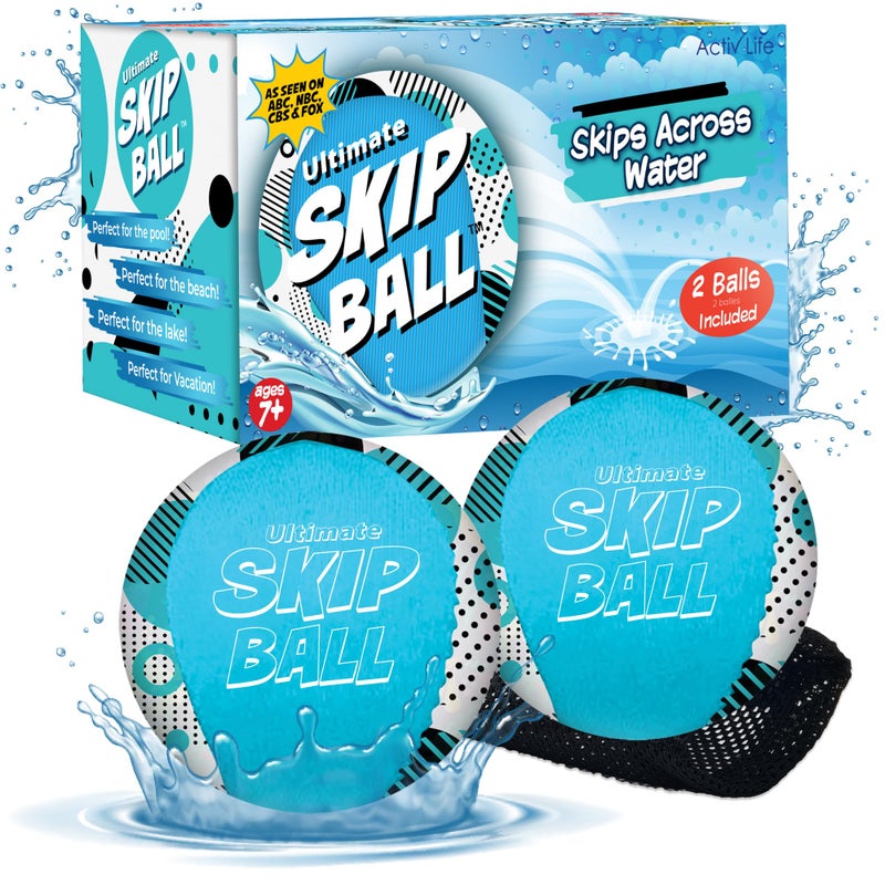 Activ Life 2 Pack Ultimate Skip Ball Summer Toy for Kids Beach Games Birthday Gifts for Teens Adult and Family Swimming Pool Diving Toys Water Balls Blue Spots - Image 2