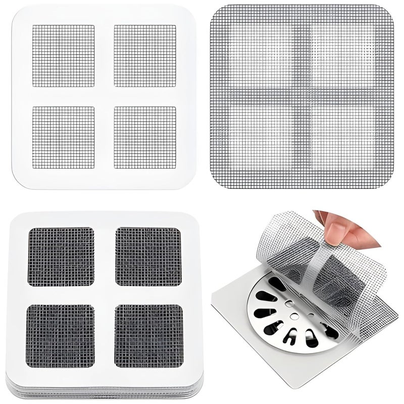 TOP SELECT TOP SELECT 20pcs Kitchen Sink Strainer Disposable Shower Stainer Cover Hair Square Catcher Shower Drain Mesh Stickers for Bathroom Accessories, Drain Cover - Image 2