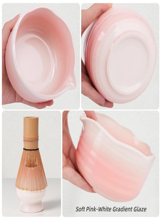 ECOLEMON Pink Matcha Whisk Set, 6 Pcs Matcha Kit Includes Pink Matcha Bowl with Spout, Macha Whisk & Holder, Tea Scoop, Stainless Sifter, Cat Scoop Rest, Unique Macha Gifts for Women, Friend, Birthday - Image 3