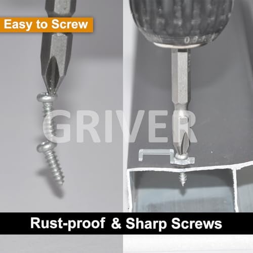 GRIVER 100 Pack Strip Light Mounting Brackets,Fixing Clips,One-Side Fixing,100 Screws Included (For 10mm Wide IP68 Silicone Cover Strips) - Image 5