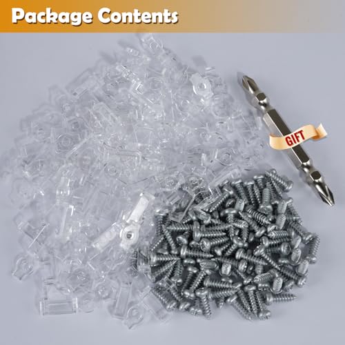 GRIVER 100 Pack Strip Light Mounting Brackets,Fixing Clips,One-Side Fixing,100 Screws Included (For 10mm Wide IP68 Silicone Cover Strips) - Image 3