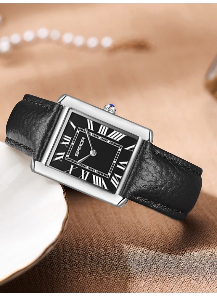 SANDA Men Quartz Watch Waterproof Casual Fashion Men Quartz Watches Wear Resistant Leather Strap Square Dial Design Business Wristwatch Male - Image 2