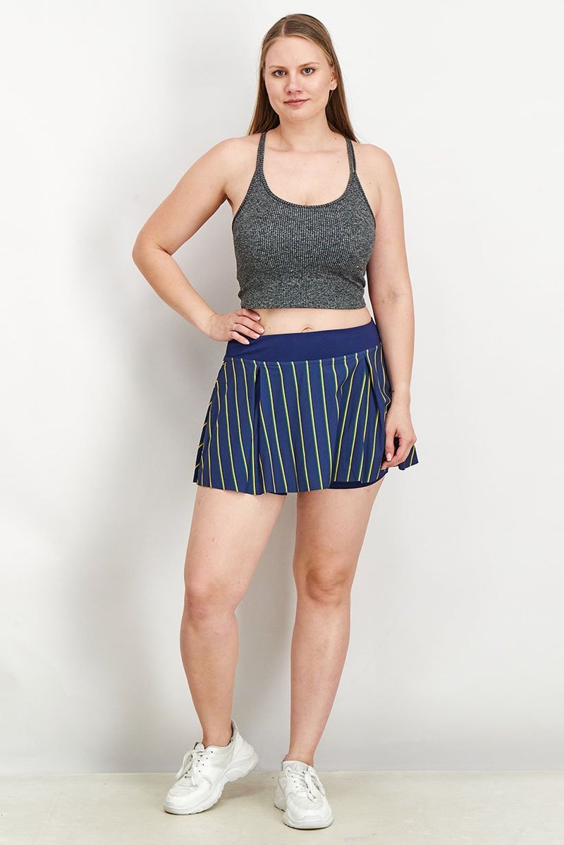 Nike Women Dri Fit Stripe Pull On Mini Skort, Navy Combo - Image 4