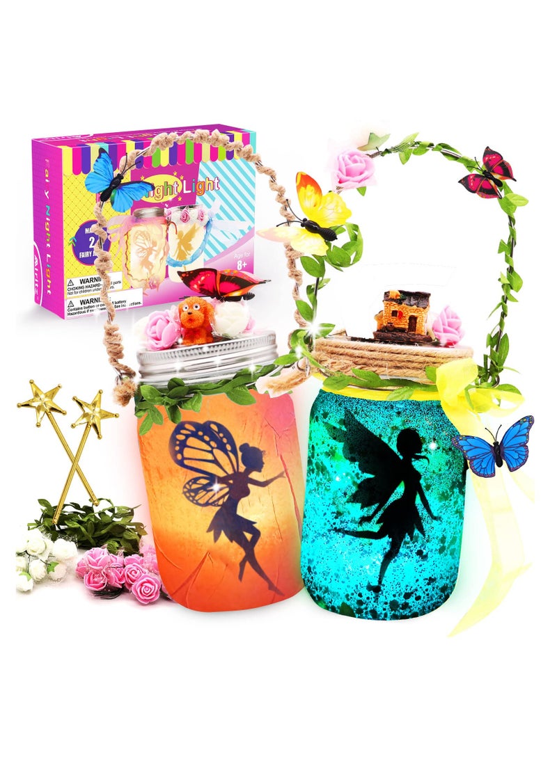 Excefore Fairy Lantern Craft Kit for Kids, 13 Colors DIY Mason Jar Night Light with Remote, DIY Garden Decor Art Project, Creative Activities for Birthday Party and School - Image 1
