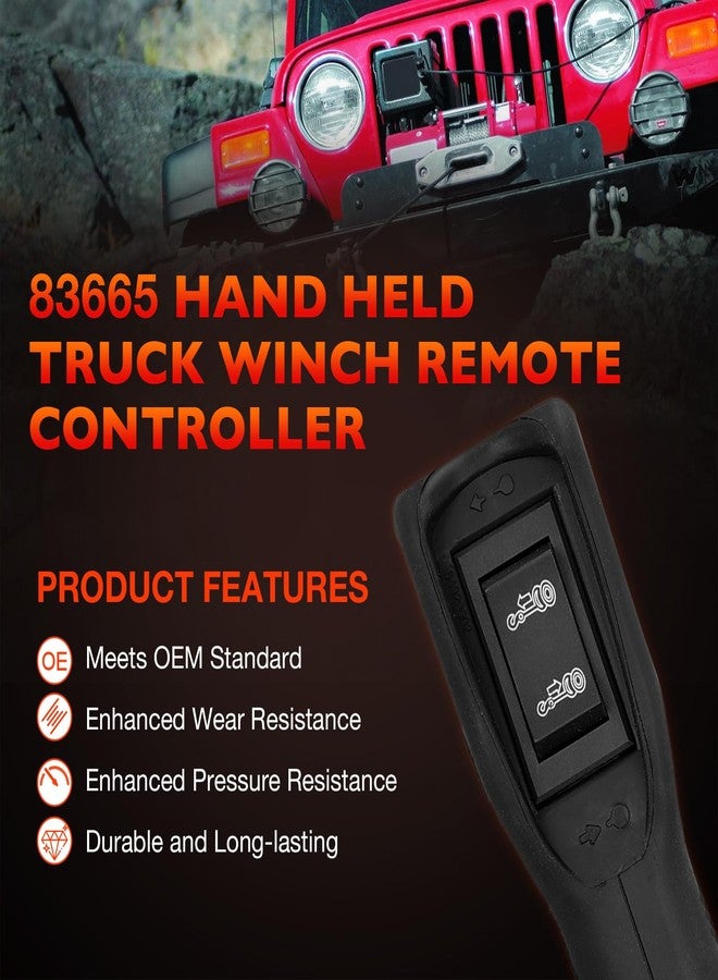 ATRACYPART 83665 Winch Remote Controller Hand Held Compatible with Warn M8000/ M10000/ M12000 Ford Dodge Ram Most SUV Winches, Ergonomic Grip with 12ft D-Shape Plug, with 5 Pin Plug - Image 2