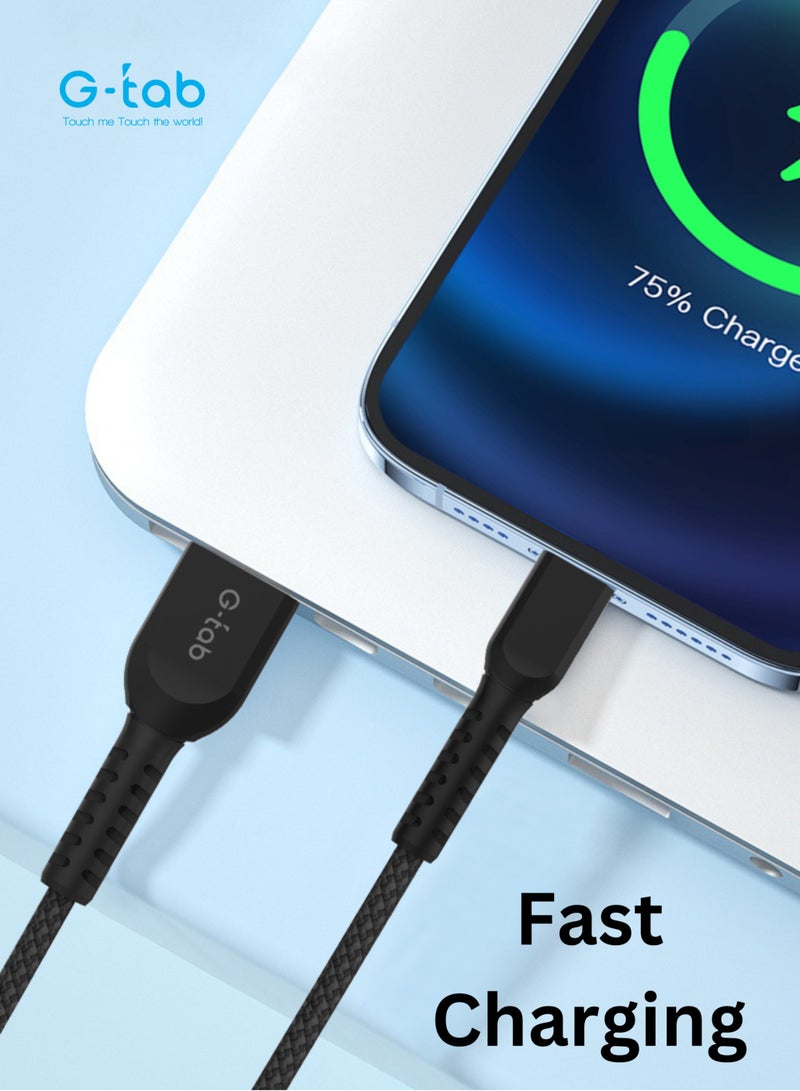 G-Tab كابل G-Tab GCC01 عالي الجودة، 3 أمبير، AWG 24/30، معدل نقل بيانات 480 ميجابت في الثانية، شحن سريع، مضفر من النايلون، طول 1.5 متر، كابل من النوع C إلى C لأجهزة الكمبيوتر المحمولة/iPhone/Android Phone/Samsung - Image 3
