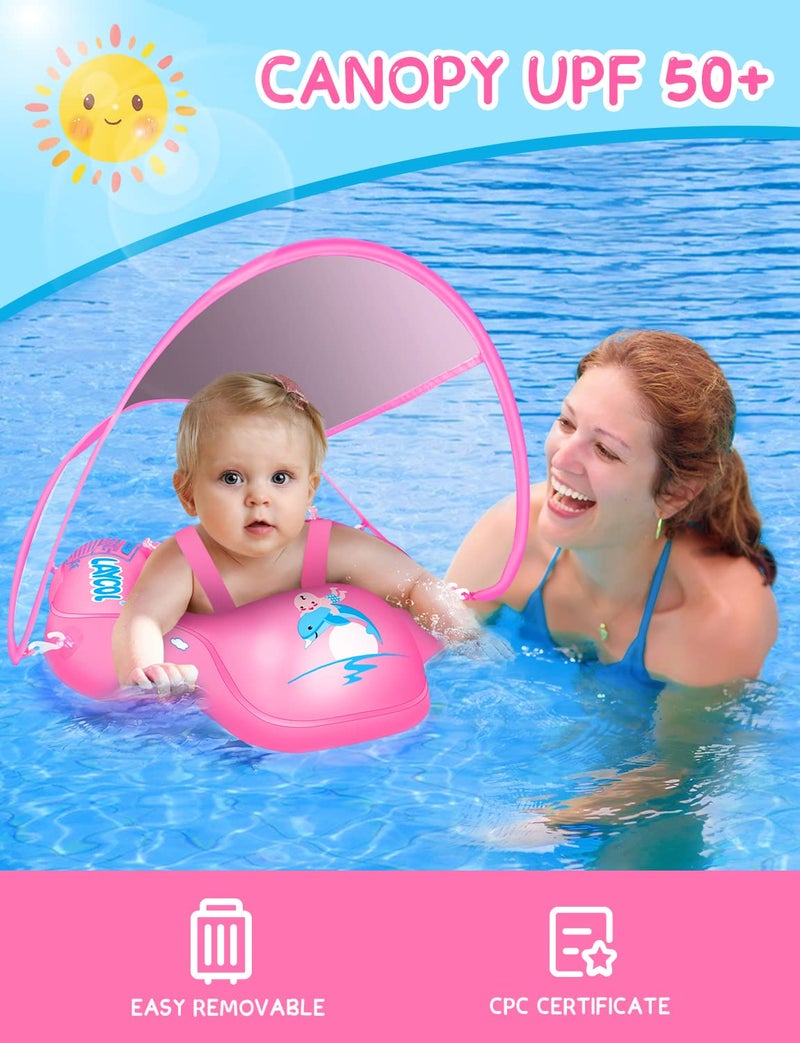 LAYCOL Baby Swimming Float with UPF50+ Sun Canopy Baby Floats for Pool No Flip Overbaby Pool for Baby Age of 3-36 Months - Image 2