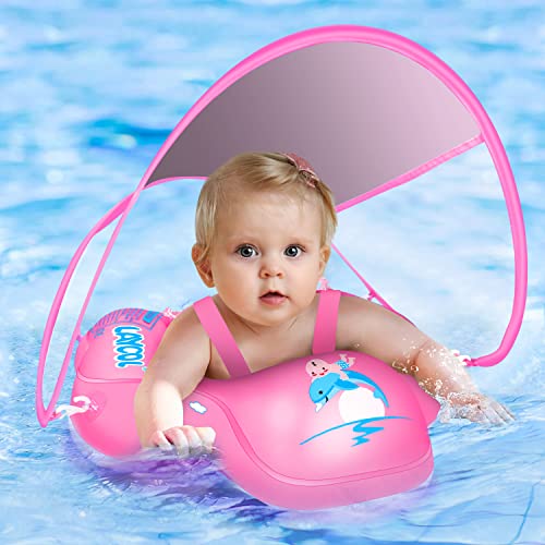 LAYCOL Baby Swimming Float with UPF50+ Sun Canopy Baby Floats for Pool No Flip Overbaby Pool for Baby Age of 3-36 Months - Image 1