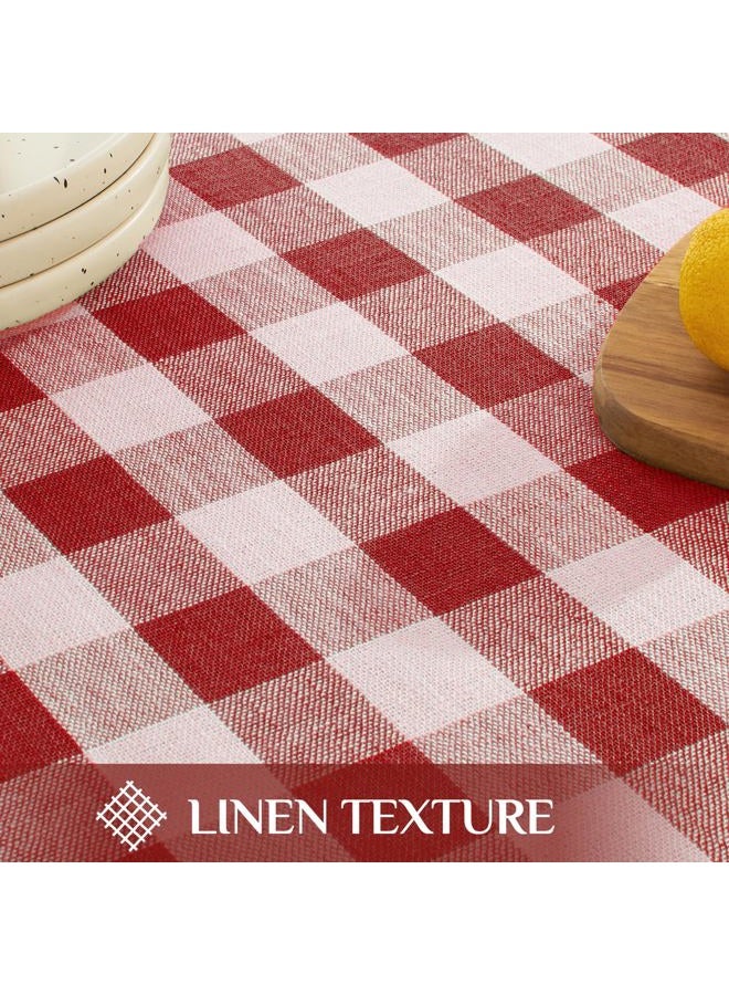 Softalker Checkered Tablecloth Rectangle, Outdoor Linen Cotton Gingham Table Cloth with Tassel, Heavy Duty Wrinkle Free Buffalo Plaid Table Cover for Kitchen Dining Summer Party - 55 x 84 Inch, Red - Image 5