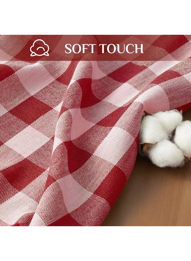 Softalker Checkered Tablecloth Rectangle, Outdoor Linen Cotton Gingham Table Cloth with Tassel, Heavy Duty Wrinkle Free Buffalo Plaid Table Cover for Kitchen Dining Summer Party - 55 x 84 Inch, Red - Image 3