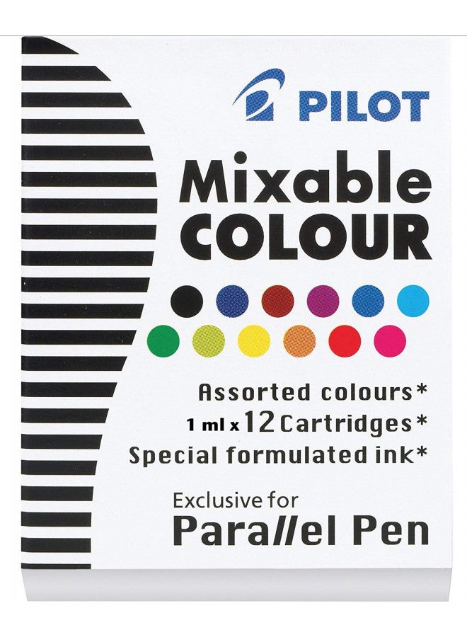 PILOT Parallel Mixable Color Ink Refills for Calligraphy Pens, 12 Colors, 12-Pack (77312)