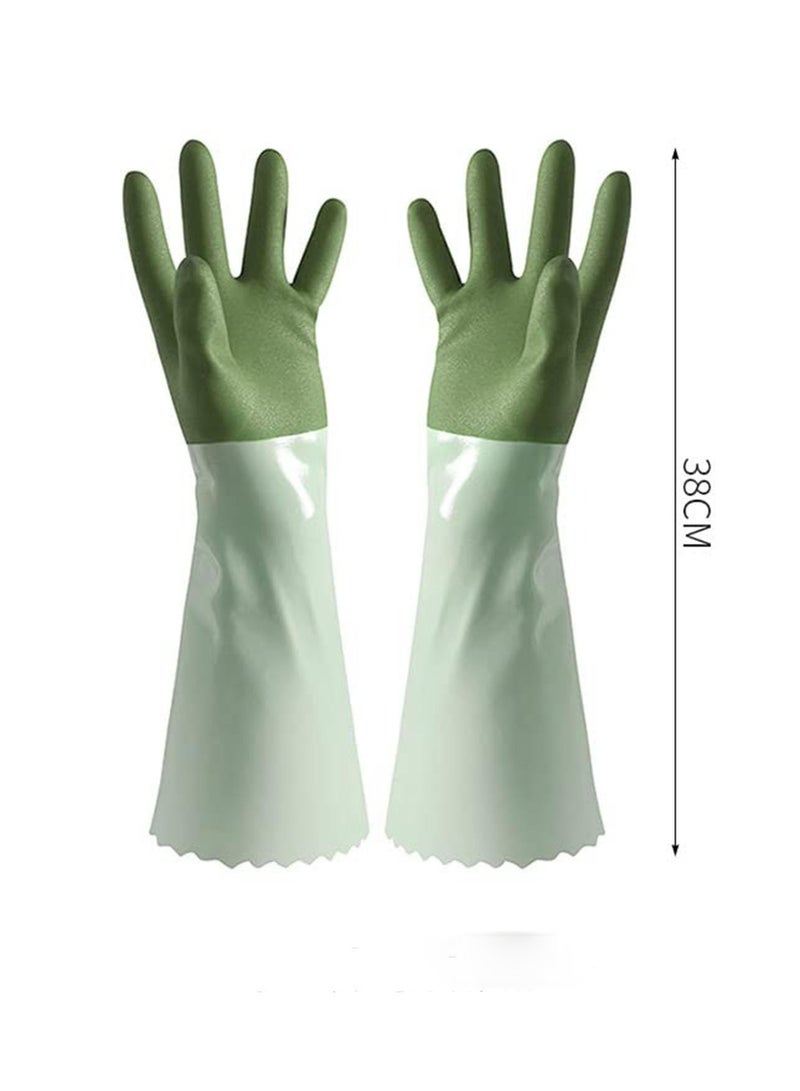 Cuken Household Cleaning Gloves 1 Pair Reusable Kitchen Dishwashing Gloves with Latex Free, Cotton Lining, Waterproof, Non Slip - Image 2