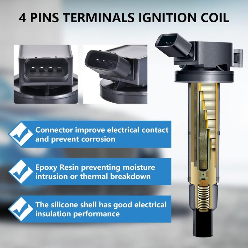 Performance Master Set of 4 Ignition Coils with Pigtail Harness - Image 2