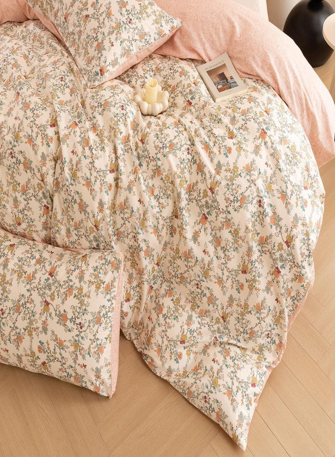 ECOCOTT Reversible Floral Duvet Cover King Size - 3 Piece 100% Washed Cotton Bedding Set, Soft Breathable Comforter Cover with Zipper Closure & Corner Ties - Image 4