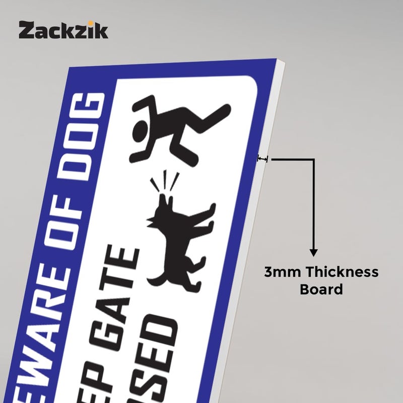 Zackzik Beware of Dog Sign Board for Gate, Fence, Wall – Caution Message for Intruders and Guests, Suitable for Outdoor Use (DARK BLUE) - Image 2