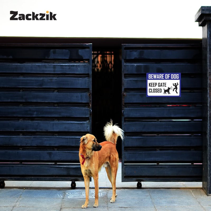 Zackzik Beware of Dog Sign Board for Gate, Fence, Wall – Caution Message for Intruders and Guests, Suitable for Outdoor Use (DARK BLUE) - Image 4