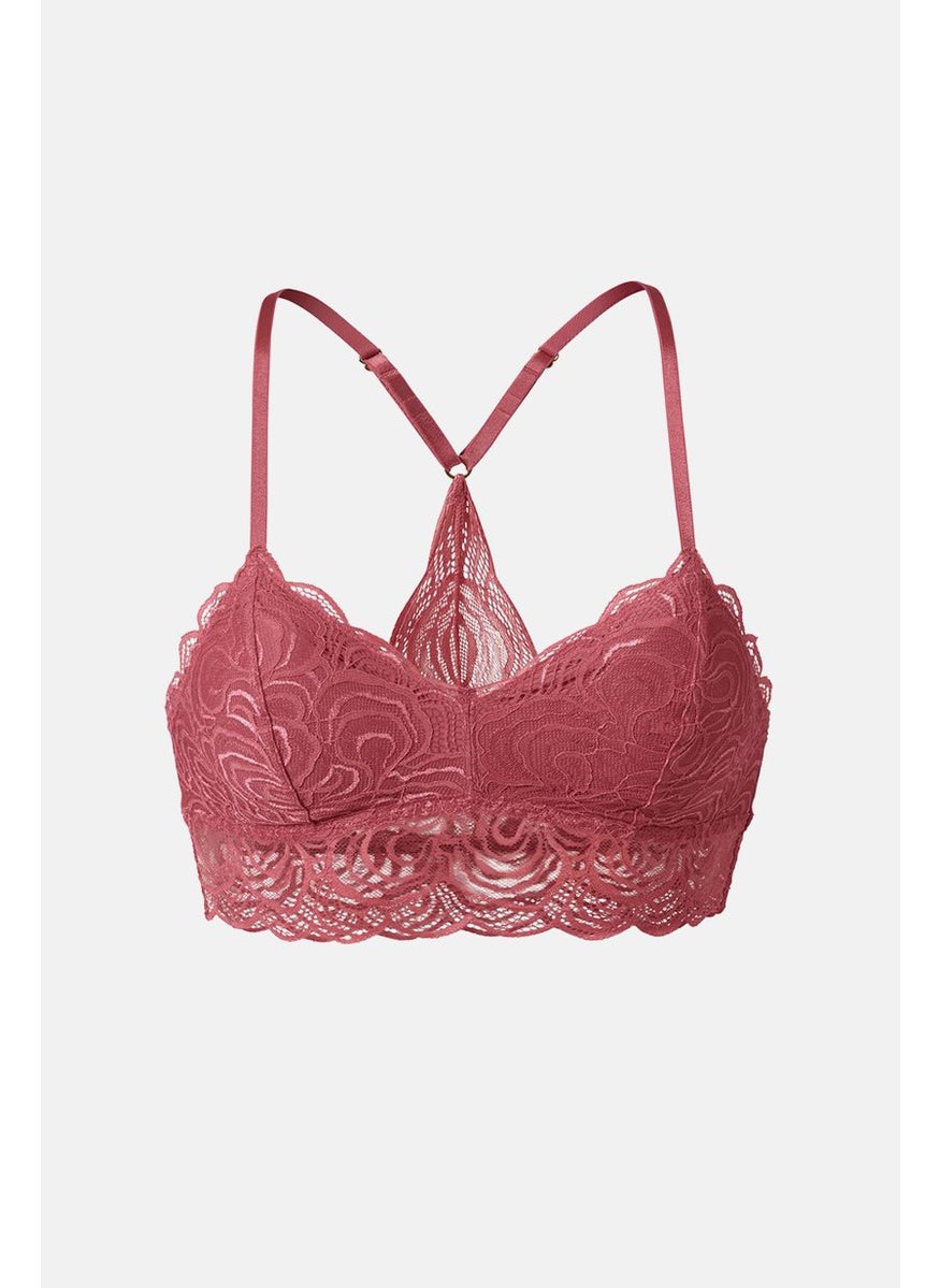 Tchibo Women Lightly Padded Lace Bra, Pink  - Image 3