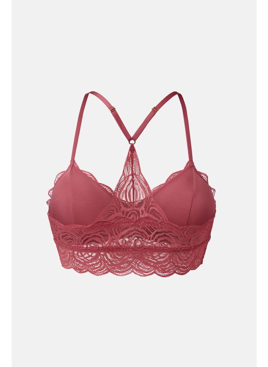 Tchibo Women Lightly Padded Lace Bra, Pink  - Image 2