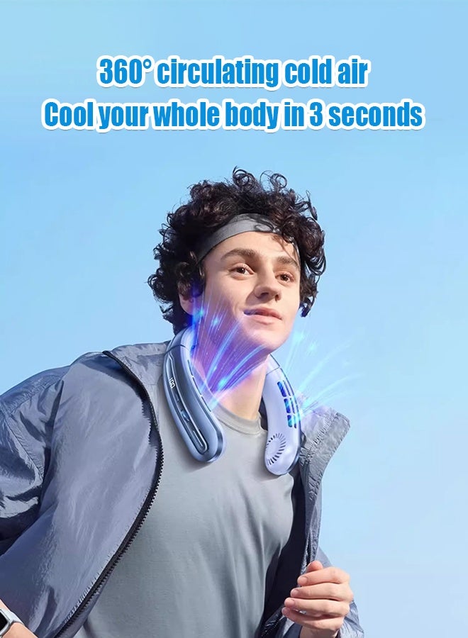 Neck-hanging fan, charges via USB, and is suitable for lazy outdoor use. It is quiet, durable, and a bladeless fan  - Image 1