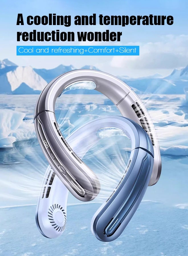 Neck-hanging fan, charges via USB, and is suitable for lazy outdoor use. It is quiet, durable, and a bladeless fan  - Image 2
