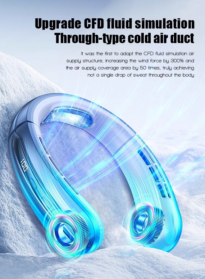 Neck-hanging fan, charges via USB, and is suitable for lazy outdoor use. It is quiet, durable, and a bladeless fan  - Image 3