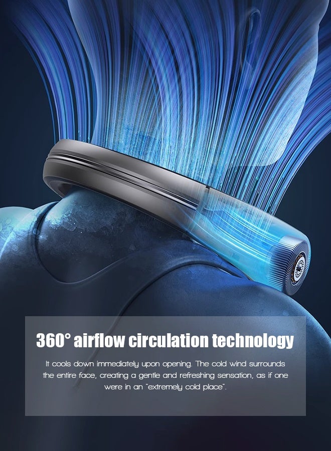 Neck-hanging fan, charges via USB, and is suitable for lazy outdoor use. It is quiet, durable, and a bladeless fan  - Image 4