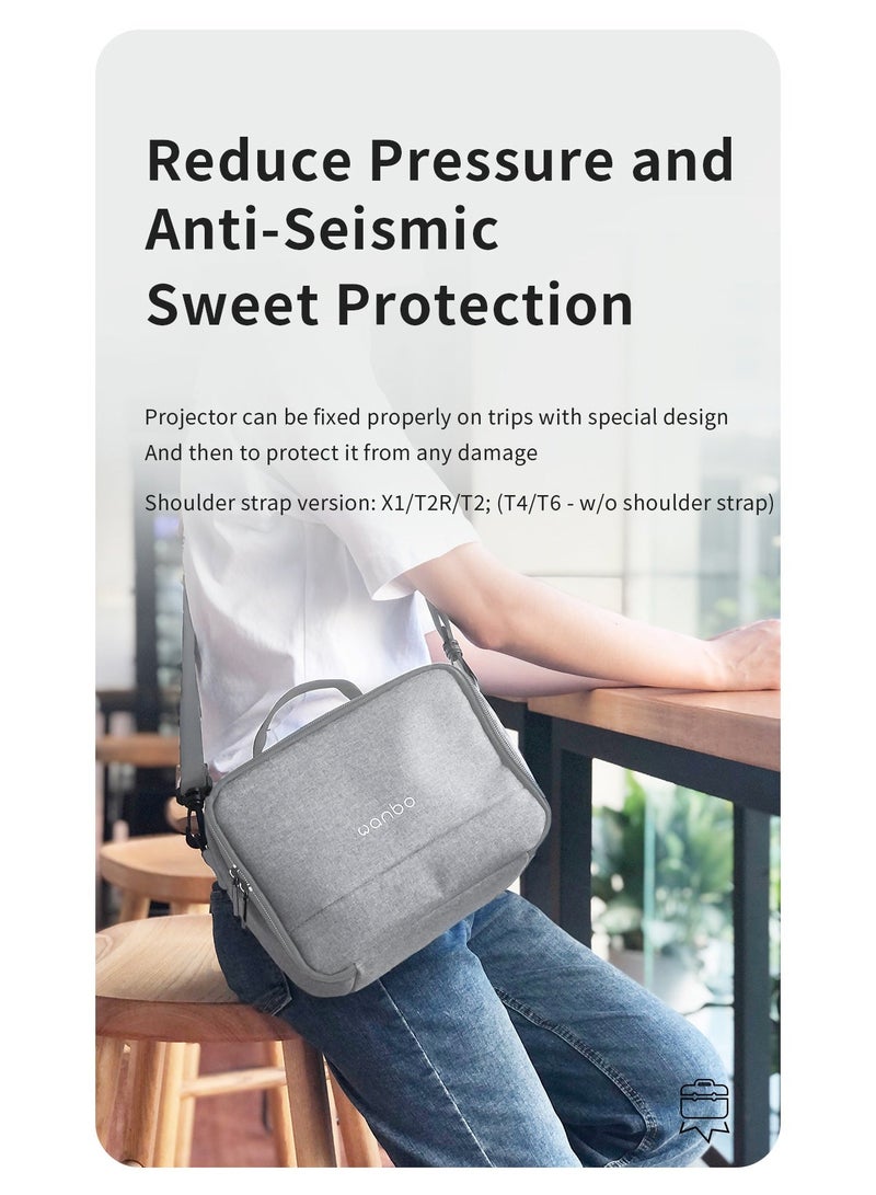 wanbo حقيبة تخزين البروجيكتور - حقيبة سفر محمولة لجهاز وانبو T2 ماكس / T2R ماكس، منظم واقي مضاد للصدمات مع مقبض وأقسام داخلية - Image 2