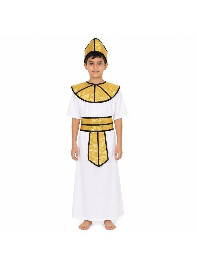 Joy Land Pharaoh Costume for Kids, Egyptian King Role Play Outfit with Belt, Collar, and Headpiece - 4-Piece Set. - Image 1