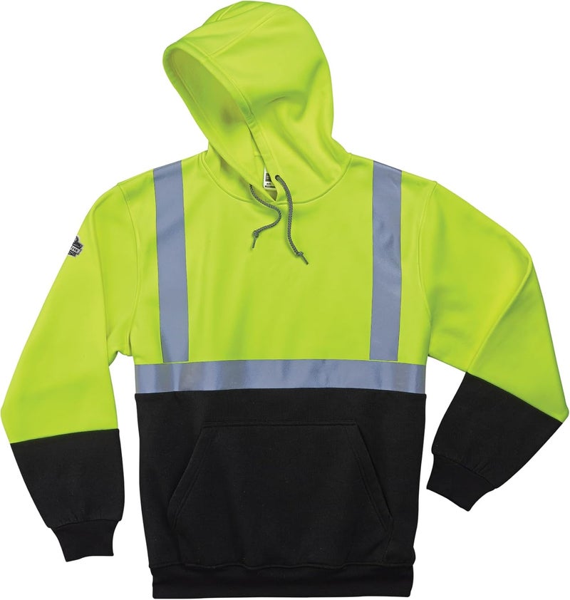 Ergodyne Ergodyne GloWear 8293 ANSI Black Bottom High Visibility Lime Hooded Reflective Sweatshirt 3XLarge - Image 1