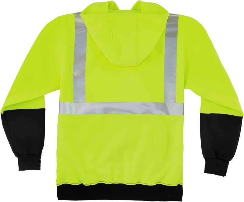 Ergodyne Ergodyne GloWear 8293 ANSI Black Bottom High Visibility Lime Hooded Reflective Sweatshirt 3XLarge - Image 2