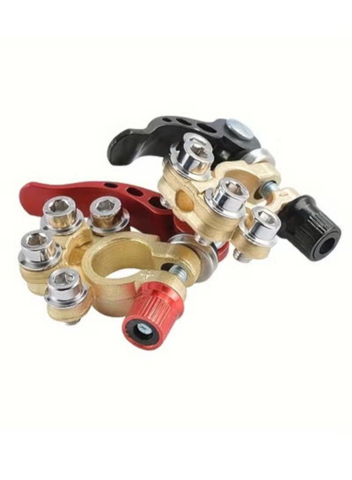 1pair Automotive brass power knob switch battery stake terminal clamp adapter leakproof  - Image 2