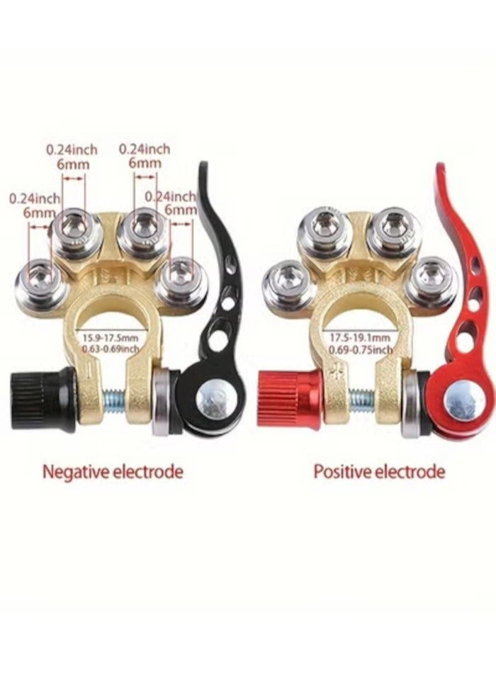 1pair Automotive brass power knob switch battery stake terminal clamp adapter leakproof  - Image 3