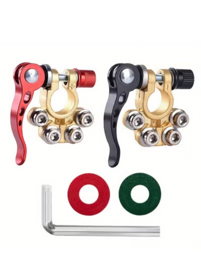 1pair Automotive brass power knob switch battery stake terminal clamp adapter leakproof  - Image 4