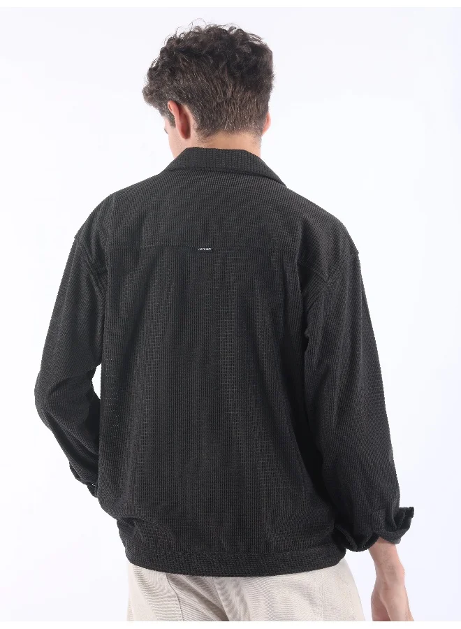 Beyoung Dark Grey Waffle Corduroy Shacket