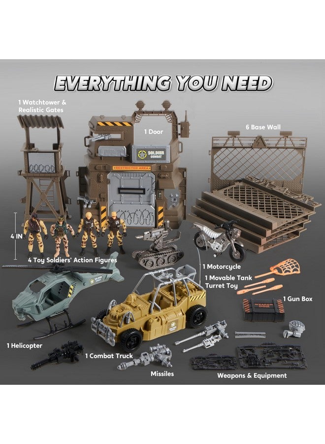جوين مجموعة ألعاب القاعدة العسكرية من JOYIN تتضمن مركبات الجيش وشخصيات رجال الجيش وملحقات معدات الأسلحة وألعاب القتال العسكرية - Image 2