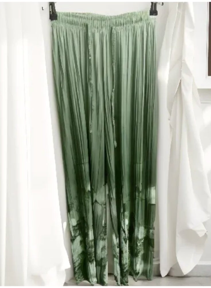 بنطلون واسع الساق مطوي بمقاس حر مع رباط مطاطي - Image 4