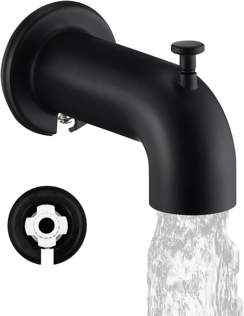 LOCALAND Slip-On Extra Long Tub Spout with Diverter, 1/2 Inch Slip Fit Connection,Matte Black - Image 1