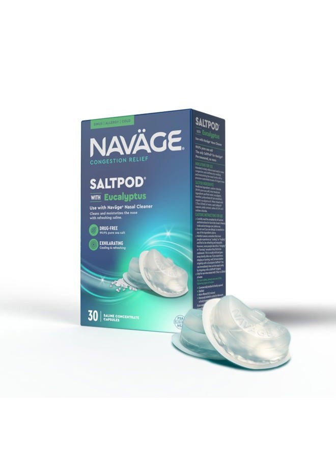 Navage SaltPod 30 Pack (30 Eucalyptus SaltPods) Salt Pod Refills Only - Exclusively Designed for The Nasal Irrigation System - Sinus Rinse and Saline Pods for Fast and Soothing Relief - Image 1