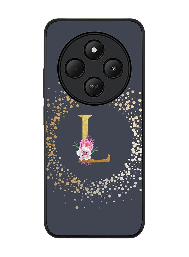 Stylizedd For Xiaomi Poco C75 Case,Slim fit Camera Protection, Shockproof Thin Phone cover - Custom Monogram Floral - L (Grey ) - Image 1