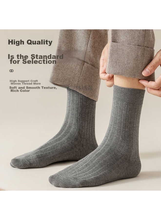 LANG SHA Langsha Men's Thick Autumn And Winter Drawstring Combed Cotton Mid-tube Socks Men's Antibacterial And Odor-resistant Casual Versatile Business Long Socks - Image 3