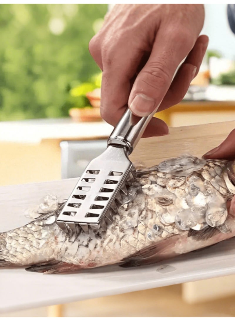 1pc Stainless Steel Fish Scale Remover - Efficient, Multipurpose Kitchen Tool To Quickly And Easily Clean Fish, Great For Removing Scales And Debris, Fish Scaler, Easy To Clean, Durable And Safe, Kitchen Gadget, Kitchen Accessory, Cookware  - Image 1