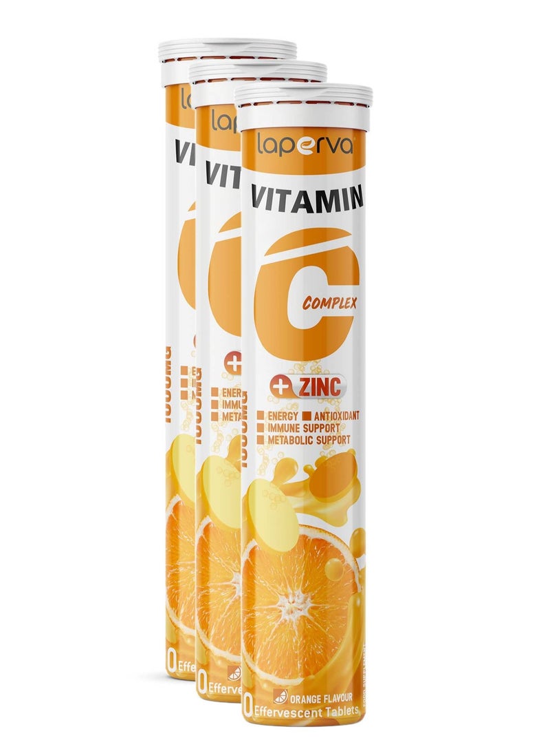 Laperva Vitamin C Complex Plus Zinc, 20 Effervescent Tablets, Orange, Pack of 3 - Image 3
