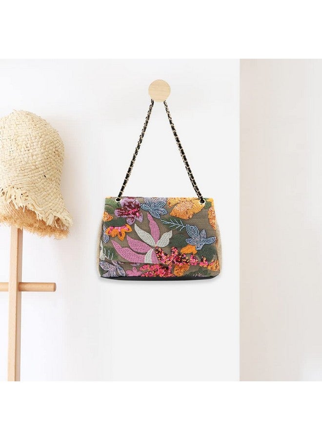 QTKJ Tote Bag for Women Beach Bag Sequin Embroidery Straw Bag Bohemian Handbag Large Capacity Shoulder Bag Suitable for Vacation Travel Daily - Image 4